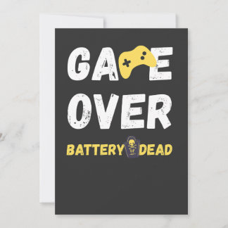 Funny Game Over Battery Dead Art Inbjudningar