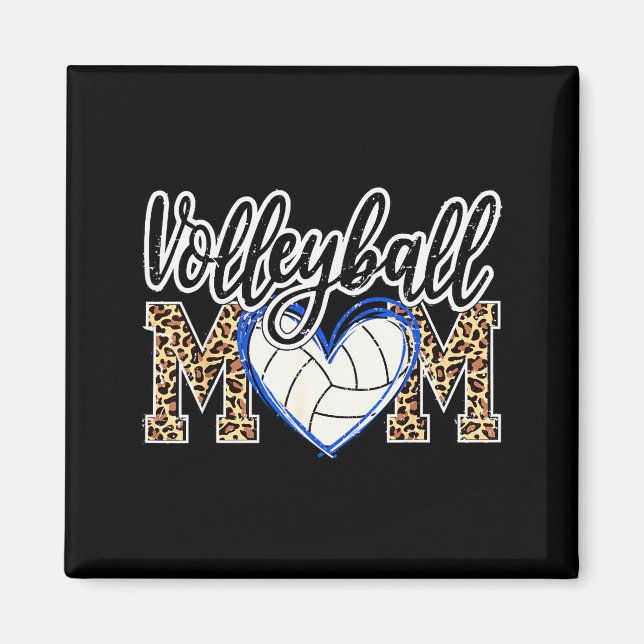 Funny Game Women Volleyball Leopard Ball Mom Mothe Magnet (Framsidan)