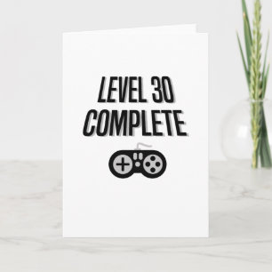 Funny Gamer 30års födelsedag Level 30 Complete Kort