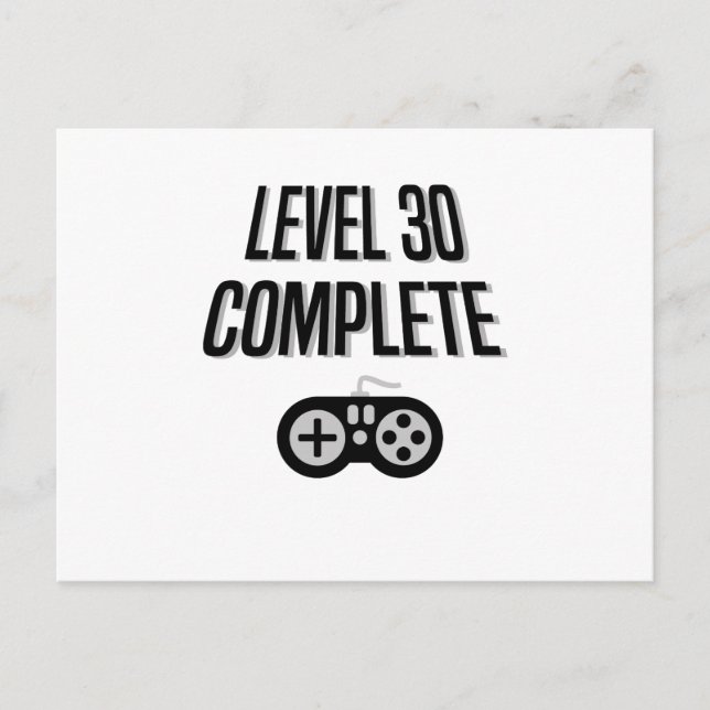 Funny Gamer 30års födelsedag Level 30 Complete Vykort (Framsida)