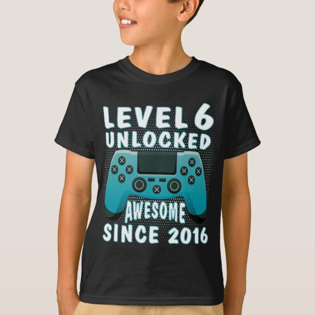 Funny Gamer 6e födelsedagspresent Gift, Level 6e o T Shirt (Framsida)