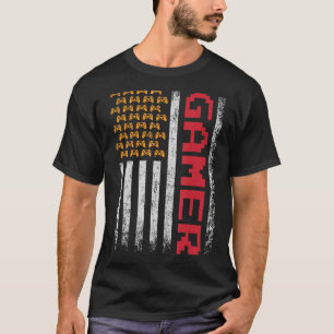 Funny Gamer American Flagga Shirt Video Games Boys T