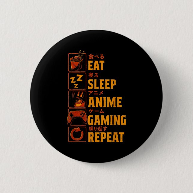 Funny Gamer Anime Graphic Tee Men Boys Teens Video Knapp (Framsida)