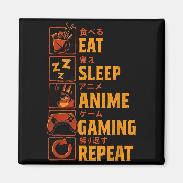 Funny Gamer Anime Graphic Tee Men Boys Teens Video Magnet (Framsidan)