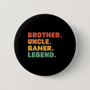 Funny Gamer Brother farbror Gaming Legend Vintage Knapp
