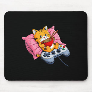 Funny Gamer Cat Ramen Kawaii Gaming Japanska kvinn Musmatta