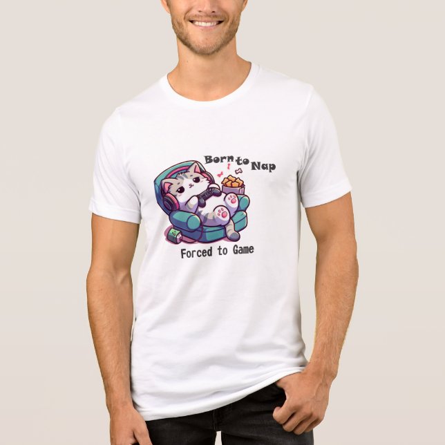 Funny Gamer Cat Shirt T Shirt (Framsida)