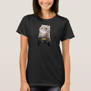 Funny Gamer Cat Videogame Humor Play Station Cont T Shirt