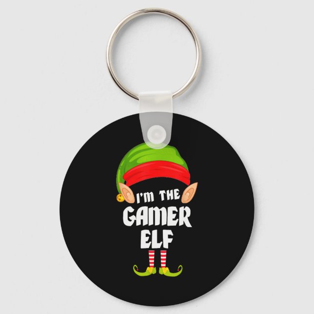 Funny Gamer Elf Matching Family Group Pj Christmas Nyckelring (Framsida)