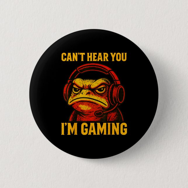 Funny Gamer Frog Men Women Boys Can't Hear You Vid Knapp (Framsida)