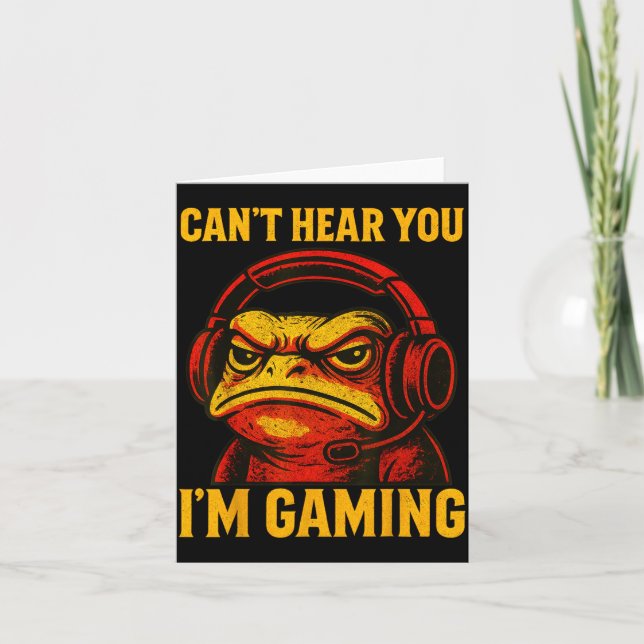 Funny Gamer Frog Men Women Boys Can't Hear You Vid Kort (Framsida)