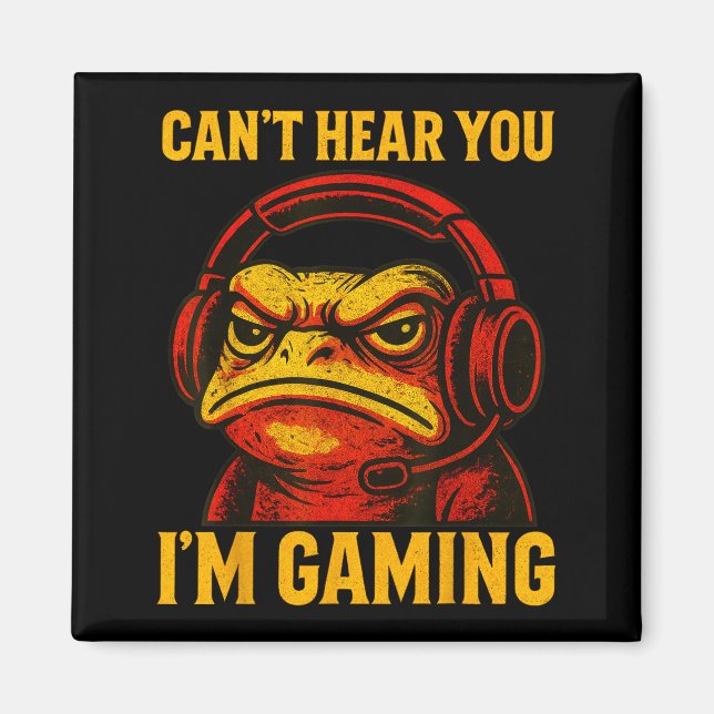 Funny Gamer Frog Men Women Boys Can't Hear You Vid Magnet (Framsidan)