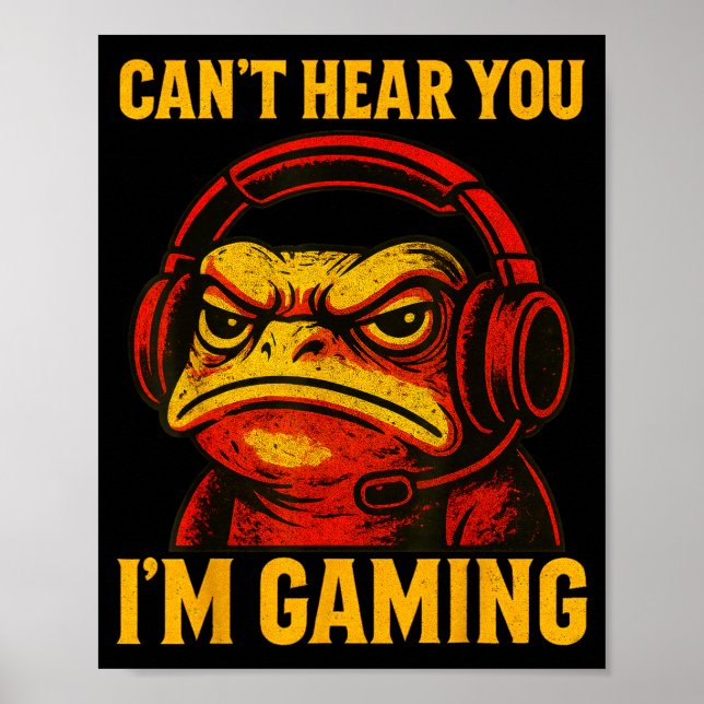 Funny Gamer Frog Men Women Boys Can't Hear You Vid Poster (Framsidan)