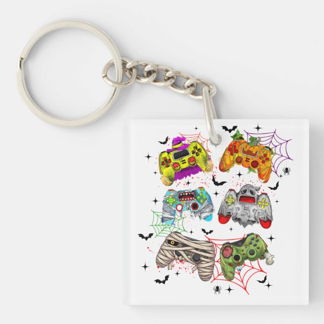 Funny Gamer Halloween Acrylic Keychain (Framsidan)