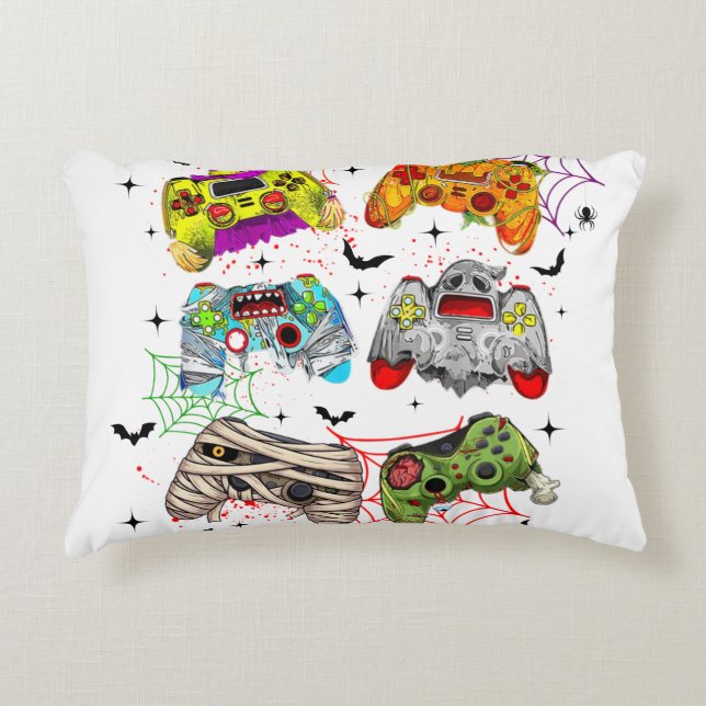 Funny Gamer Halloween Pillow Prydnadskudde (Framsidan)