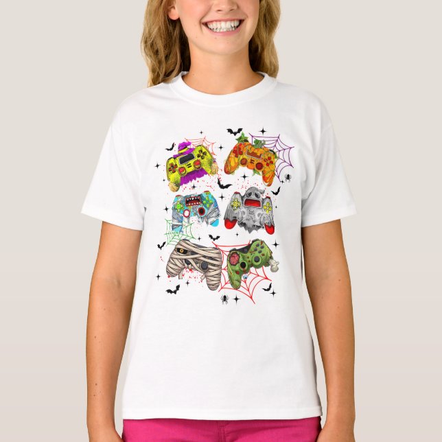 Funny Gamer Halloween Shirt T (Framsida)