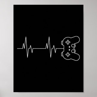 Funny Gamer Heartslag Video Game Älskare Manar Kvi Poster