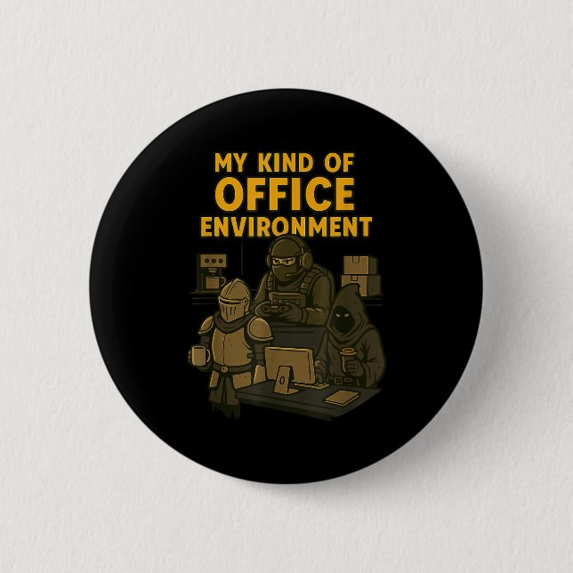 Funny Gamer Office Work Sarcasm Gamer Nerd Office  Knapp (Framsida)