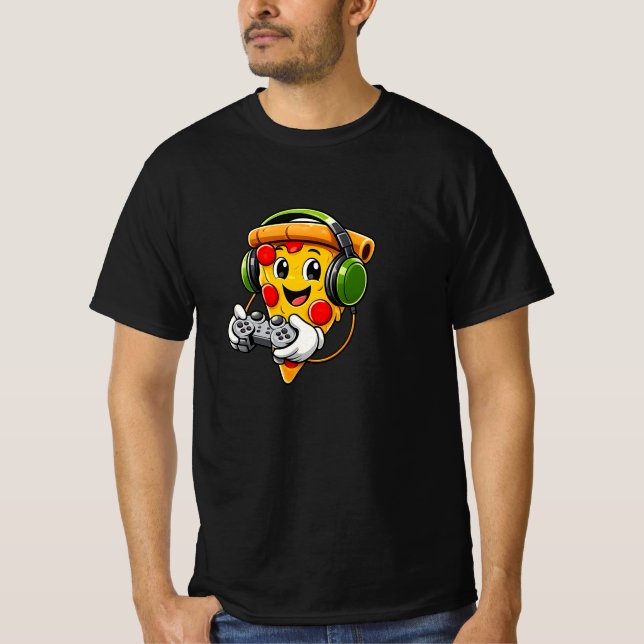 Funny Gamer Pizza Character Gaming Design – Cute P T Shirt (Framsida)