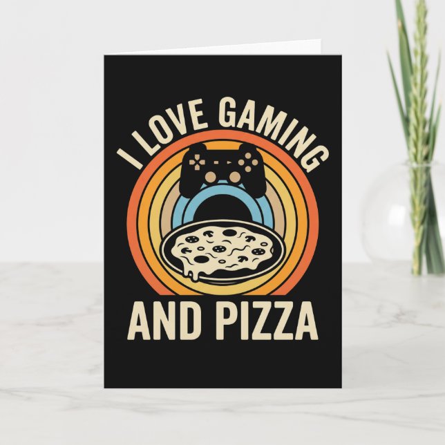 Funny Gamer Pizza Gaming Video Game Enthusiast Boy Kort (Framsida)