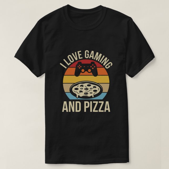 Funny Gamer Pizza Gaming Video Game Enthusiast Boy T Shirt (Design framsida)