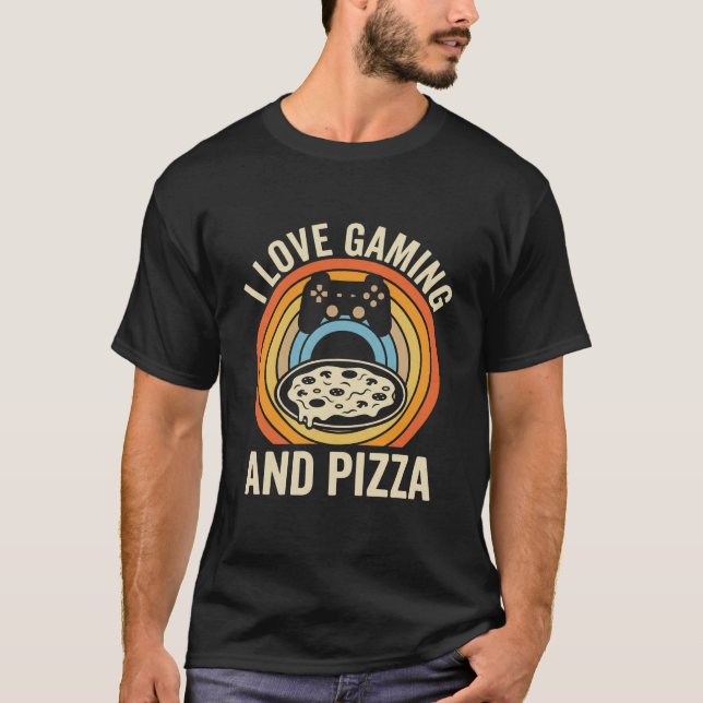 Funny Gamer Pizza Gaming Video Game Enthusiast Boy T Shirt (Framsida)