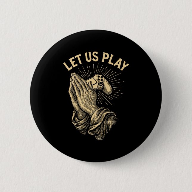 Funny Gamer Prayer Pun Video Game Controller Retro Knapp (Framsida)