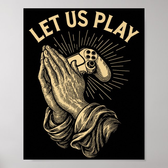 Funny Gamer Prayer Pun Video Game Controller Retro Poster (Framsidan)