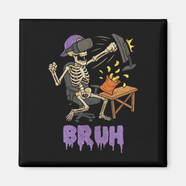 Funny Gamer Skeleton Gamer Teen Boys Video Gaming  Magnet (Framsidan)