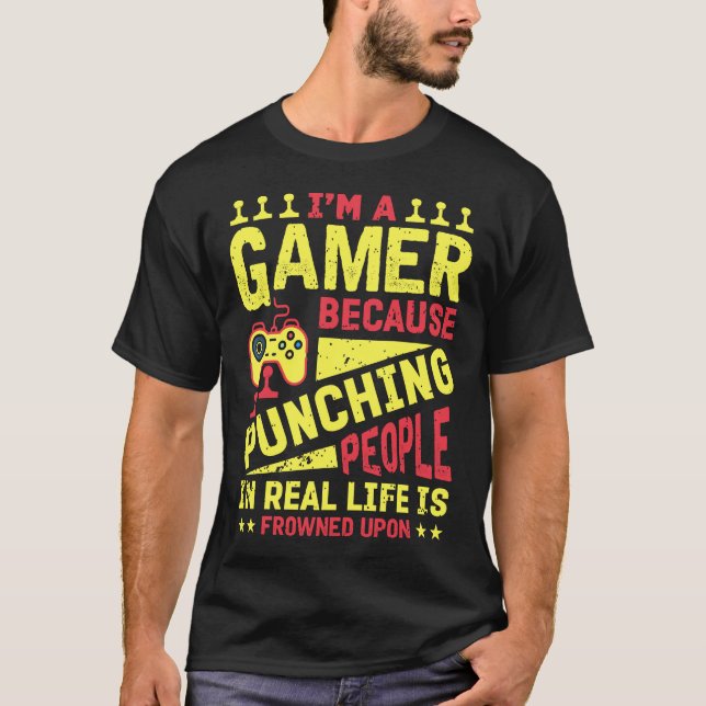 Funny Gamer Slår personoffert T Shirt (Framsida)
