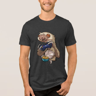Funny Gamer Sloth Playing Console Games Cartoon T Shirt
