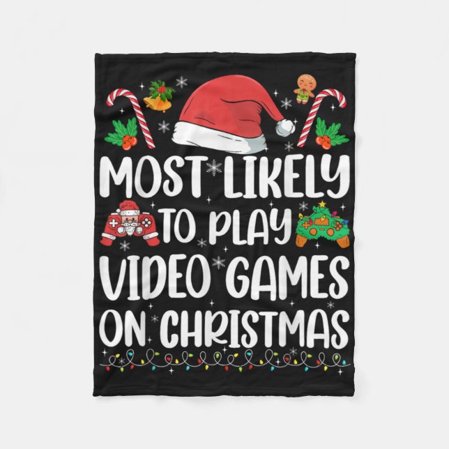 Funny Gamer Xmas Likely Play Video Games On Christ Fleecefilt (Framsidan)