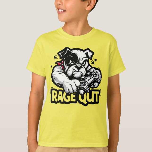 Funny Gaming Dog Breaking Controller - Rage Quit T Shirt (Framsida)