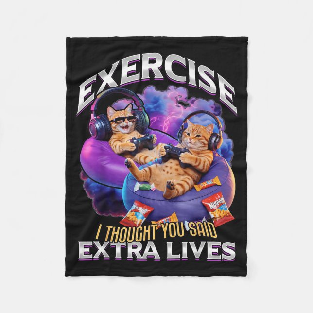 Funny Gaming Gamer Cat  Fleecefilt (Framsidan)