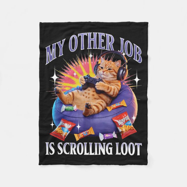 Funny Gaming Gamer Cat  Fleecefilt (Framsidan)