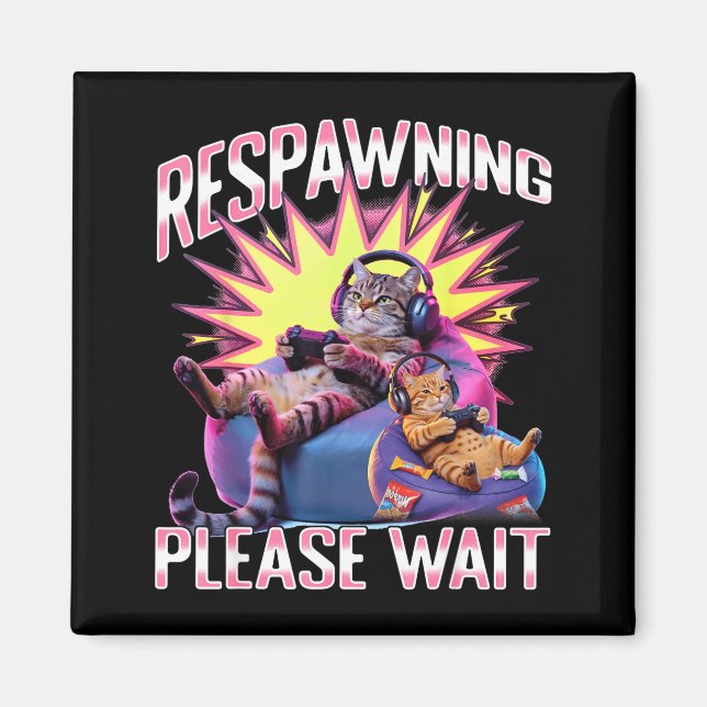 Funny Gaming Gamer Cat  Magnet (Framsidan)