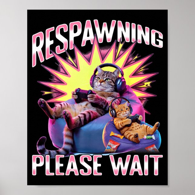 Funny Gaming Gamer Cat  Poster (Framsidan)