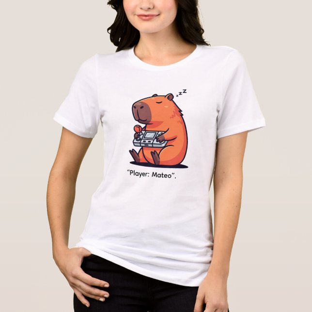 Funny Gaming Hoodie – Capybara Retro Style T Shirt (Framsida)