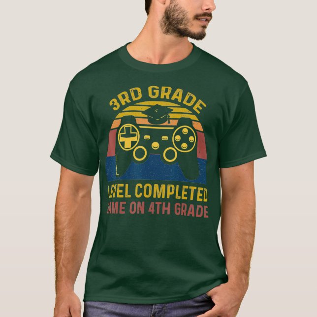 Funny Gaming Level Completed 3rd Grade Graduate T Shirt (Framsida)