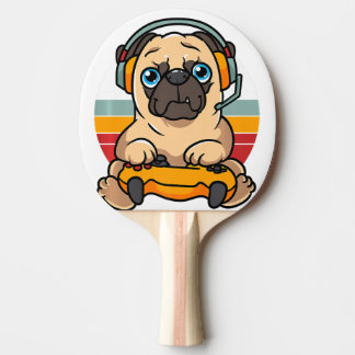 Funny Gaming Pug Dog Pet Lover Gamer  Pingisracket