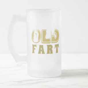 Funny gammal Fart Birthday Guld Typography Frostat Ölglas