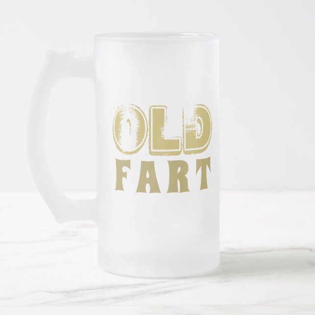 Funny gammal Fart Birthday Guld Typography Frostat Ölglas (Vänster)