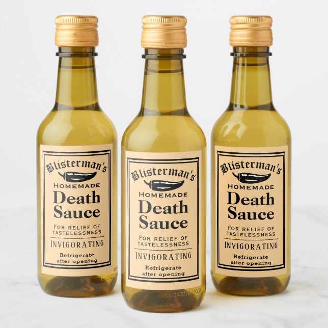 Funny Gamny Fashioned Homemade Hett Sauce Chili Vinetikett (Flaskor)