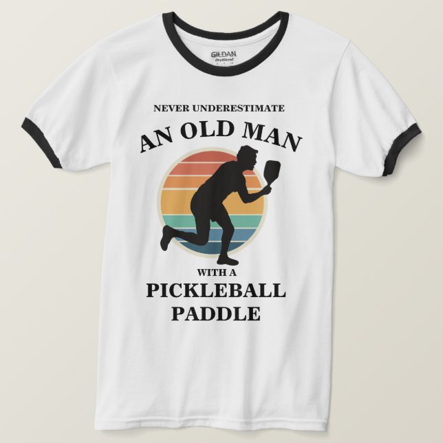 Funny Gamny Man Pickleball Paddle Player Retro T Shirt (Design framsida)