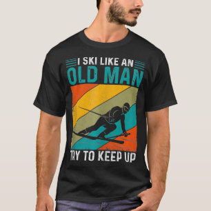 Funny Gamny Man Skiing Ski Snö Winter Sports Älska T Shirt