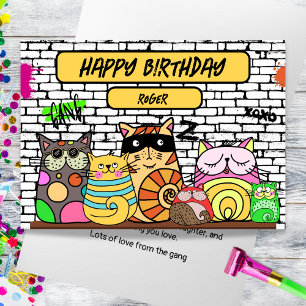 Funny Gangsta Cats Birthday Card Kort