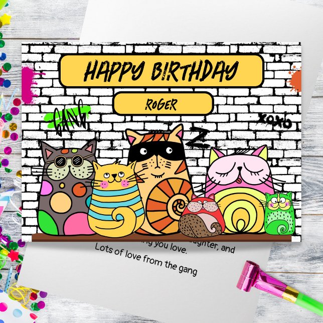 Funny Gangsta Cats Birthday Card Kort (Funny Gangsta Cats Birthday Card)