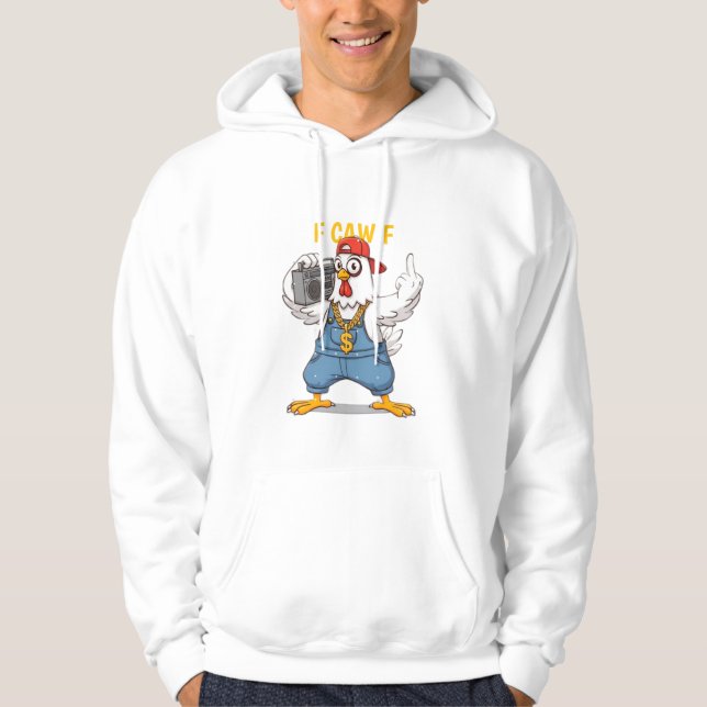 Funny Gangsta Chicken Hoodie F CAW F Hip Hop Style (Framsida)