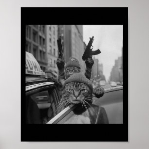 Funny Gangster Cat Thug Meme Street Älskare Cats Poster