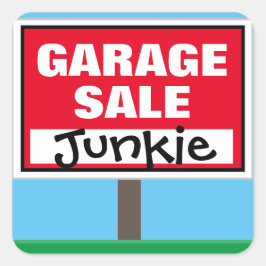 Funny Garage Sale Junkie Fyrkantigt Klistermärke